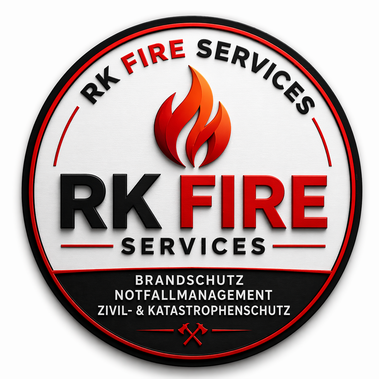 RK Fire Services Logo: Brandschutz, Notfallmanagement, Zivil- und Katastrophenschutz